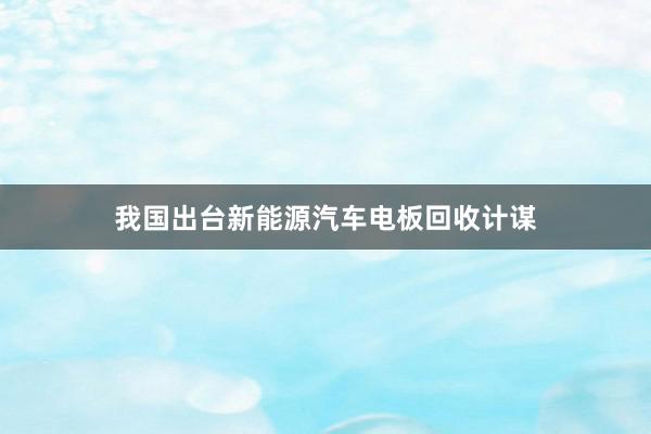 我国出台新能源汽车电板回收计谋